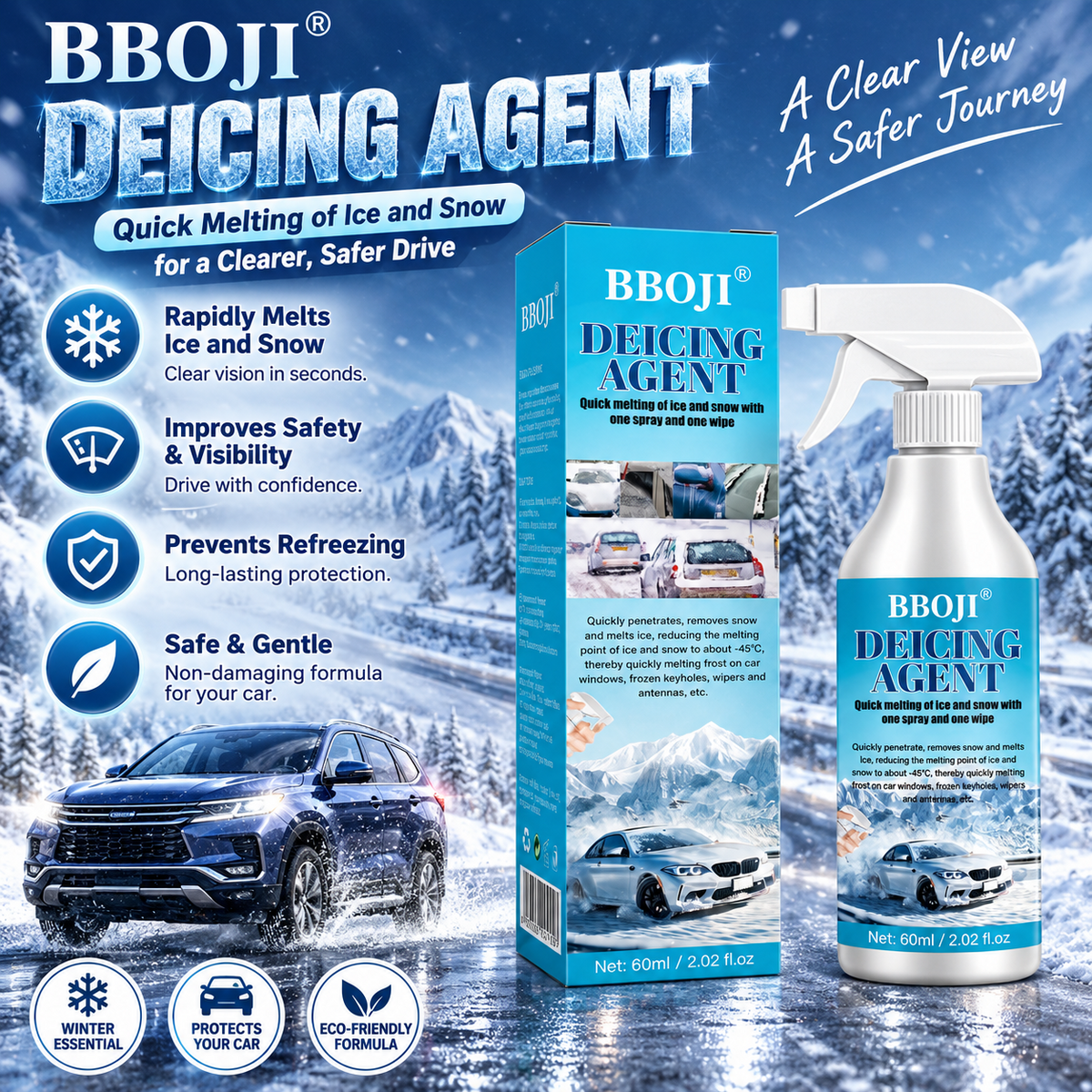 🔥NEW YEAR SALE - BUY 1 GET 1 FREE!!⚡50K+ SOLD❄️BBOJI® Powerful De-icing Spray for Car